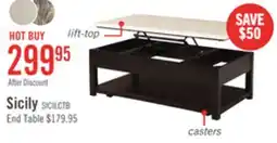 The Brick Sicily 48 Modern Lift Top Coffee Table With Storage, Shelf and Casters - Beige and Dark Brown offer