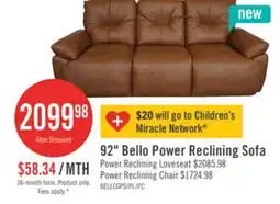 The Brick Bello 91.7 Leather-Look Fabric Power Reclining Sofa - Brown offer