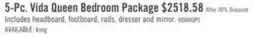The Brick Vida 5pc Bedroom Set with Panel Bed, Dresser & Mirror, Sand - Queen Size offer