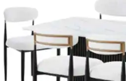 The Brick Kort & Co. Capri 7pc Dining Set with Table & 6 Chairs, Gold Accent, Pedestal Base, 72W - White offer