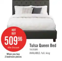 The Brick Tulsa Upholstered Platform Bed in Grey Vegan-Leather Fabric, Button Tufted - Queen Size offer