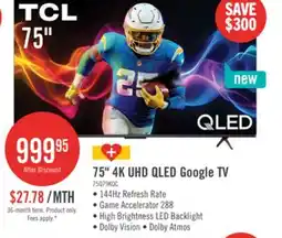 The Brick TCL 75 Q79K QLED 4K UHD Smart Google TV (75Q79K) - 2025 Model offer