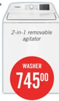 The Brick Whirlpool 4.8 Cu. Ft. Top Load Washer with 2-in-1 Removable Agitator - WTW4107SW offer
