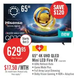 The Brick HISENSE 65 QD7QFM Mini-LED QLED 4K UHD AI Smart Fire TV (65QD7QFM) offer