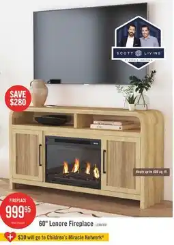 The Brick Lenore 60 Electric Fireplace TV Stand with Storage - Natural offer