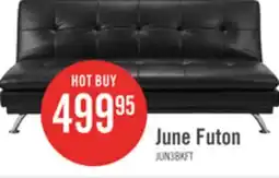 The Brick June 73.2 Leather-Look Fabric Klik Klak Futon with Metal Legs and Tufting - Black offer
