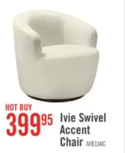 The Brick Ivie 28.7 Chenille Boucle Fabric Curved Swivel Accent Chair - White offer