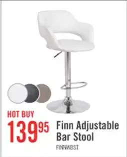 The Brick Finn Barstool with Swivel & Adjustable Seat, Vegan Leather Fabric, Metal - White offer