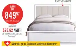 The Brick Halo Panel Bed with Headboard & Frame, LED, Glam, White - Queen Size offer