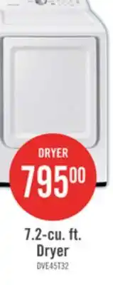The Brick Samsung 7.2 Cu. Ft. Electric Dryer - White - DVE45T3200W/AC offer
