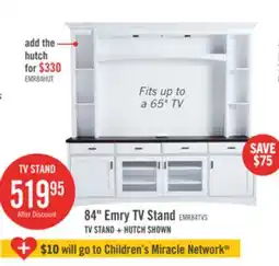 The Brick Emry 84 TV Stand with Storage and Cable Management for TVs up to 90- White offer