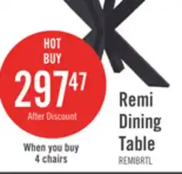 The Brick Remi Dining Table with Glass Top & Wood Geometric Base, 42W Round - Black offer