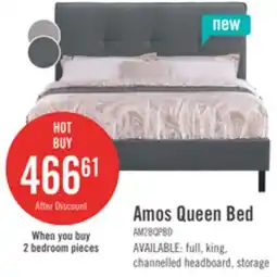 The Brick Amos Upholstered Platform Bed in Charcoal Fabric with Tufted Headboard - Queen Size offer