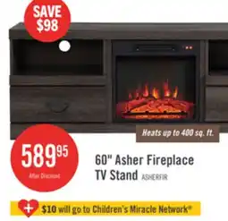 The Brick Asher 60 Rustic Electric Fireplace TV Stand with Storage & Cable Management for TVs up to 65- Bro offer