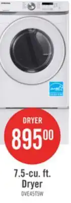 The Brick Samsung 7.5 Cu. Ft. Electric Dryer - White - Stackable - DVE45T6005W/AC offer