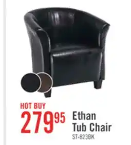 The Brick Ethan 31 Faux Leather Tub-Style Accent Chair with Wood Legs - Black offer