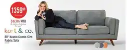 The Brick Kort & Co. Kassia 80 Linen-Look Fabric Condo Size Sofa with Wood Base and Legs - Grey offer