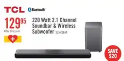 The Brick TCL 2.1 CH Bluetooth Dolby Atmos DTS Virtual:X Soundbar with Wireless Subwoofer (S55H) offer