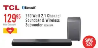 The Brick TCL 2.1 CH Bluetooth Dolby Atmos DTS Virtual:X Soundbar with Wireless Subwoofer (S55H) offer