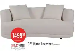The Brick Moon 78 Fabric Curved Loveseat with Accent Pillows - Wooly Almond White offer