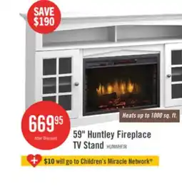 The Brick Huntley 59 Electric Fireplace TV Stand with Storage and Cable Management for TVs up to 65- White offer