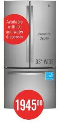 The Brick GE 33 18.6 Cu. Ft. French-Door Refrigerator - Stainless Steel Fingerprint Resistant - GWE19JYLFS offer