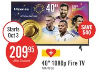 The Brick HISENSE 40 A4N LED HD Ready Smart VIDAA TV (40A4NV) offer