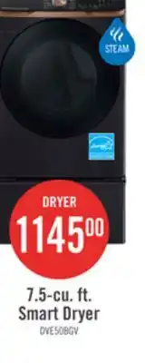 The Brick Samsung 7.5 Cu. Ft. Electric Dryer with Steam - Black Stainless Steel - Stackable - DVE50BG8300VAC offer