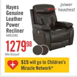 The Brick Hayes 38 Genuine Leather Power Reclining Chair with Adjustable Headrest - Steel Grey offer