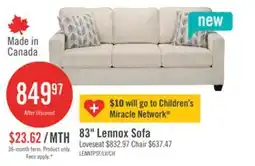 The Brick Made in Canada Lennox 83 Chenille Fabric Sofa with Reversible Cushions and Accent Pillows - Taupe offer