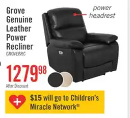 The Brick Grove 36 Genuine Leather Power Reclining Chair with Adjustable Headrest - Black offer