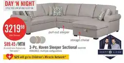 The Brick Scott Living Haven 3-Piece Right-Facing Chenille Fabric Sleeper Sectional with Storage Chaise - Grey offer