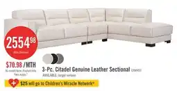 The Brick Citadel 3-Piece Right-Facing Top-Grain Genuine Leather Sectional with Wood Legs - Frost White offer