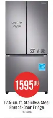 The Brick Samsung 33 17.5 Cu. Ft. Counter-Depth French-Door Refrigerator - Stainless Steel - RF18A5101SR/AA offer