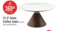 The Brick Alwin 31.5 Modern Round Coffee Table with White Sintered Stone Top - Brown offer