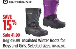 Canadian Tire Outbound Insulated Winter Boots for Boys and Girls offer