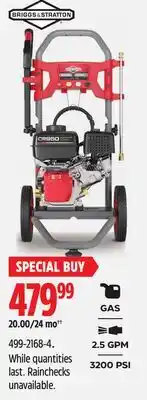 Canadian Tire Briggs & Stratton 3200 PSI 2.5 GPM 208cc Engine Wheeled Gas Pressure Washer offer