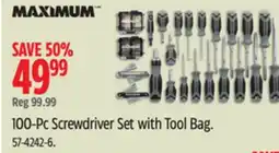 Canadian Tire MAXIMUM 100-Pc Screwdriver Set with Tool Bag offer