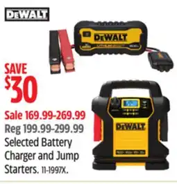 Canadian Tire Dewalt Selected Battery Charger and Jump Starters offer