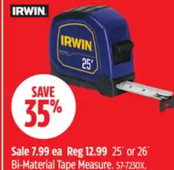 Canadian Tire 25´ or 26´ Bi-Material Tape Measure offer