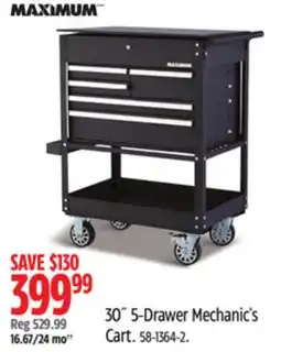 Canadian Tire Maximum 30˝ 5-Drawer Mechanic's Cart offer