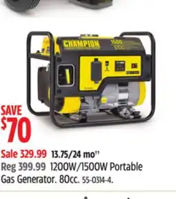 Canadian Tire Champion Power Equipment 1200W/1500W Portable Gas Generator offer