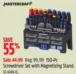 Canadian Tire Mastercraft 150-Pc Screwdriver Set with Magnetizing Stand offer