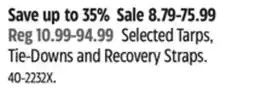Canadian Tire Selected Tarps, Tie-Downs and Recovery Straps offer
