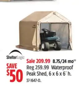 Canadian Tire Shelterlogic Waterproof Peak Shed offer