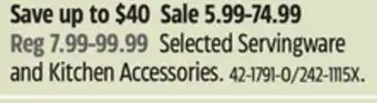 Canadian Tire Selected Servingware and Kitchen Accessories offer
