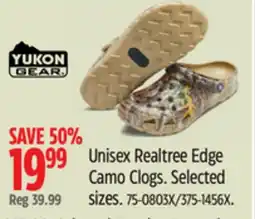 Canadian Tire Yukon Gear Unisex Realtree Edge Camo Clogs offer