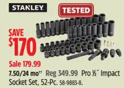 Canadian Tire Stanley Pro 1⁄2˝ Impact Socket Set, 52-Pc offer