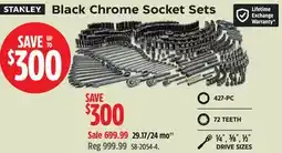 Canadian Tire Stanley Professional Grade Black Chrome Socket Set offer