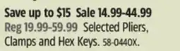 Canadian Tire IRWIN Selected Pliers, Clamps and Hex Keys offer
